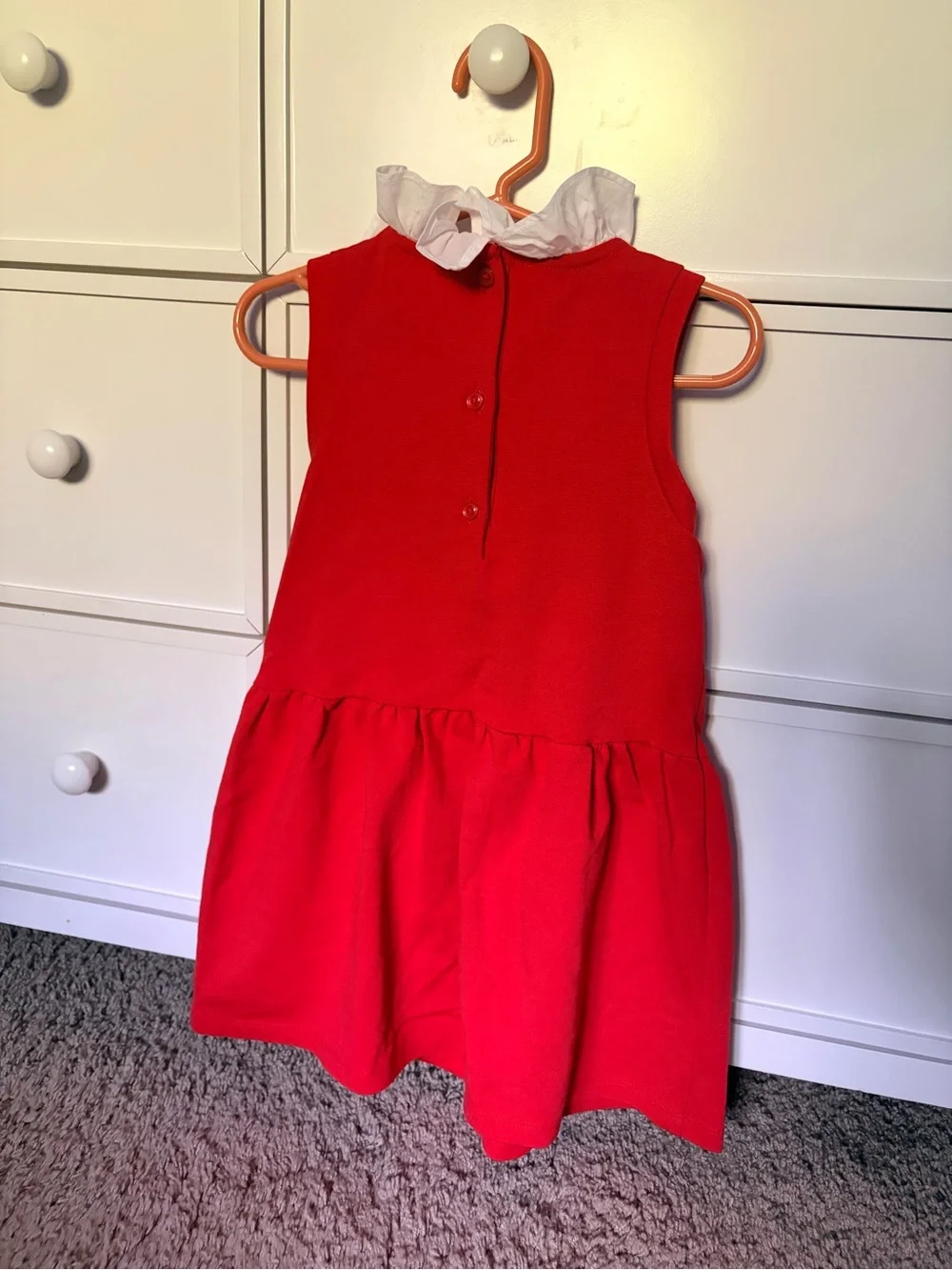 Janie and Jack Red Sleeveless Dress with White Bow Collar